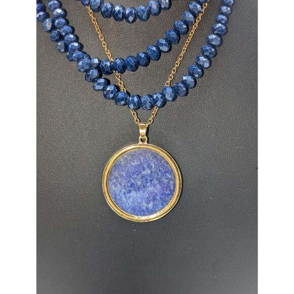 Blue Theme Jewelry Lot of Three Necklaces & Two Bracelets - Picture 3 of 6